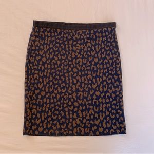 Rachel Rachel Roy Animal Print Wiggle Skirt pull-on navy and brown Size Medium